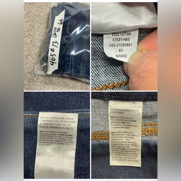 Classic Chicos pullon slim bootcut jeans sz 6R high rise dark wash stretch blue - Picture 6 of 12